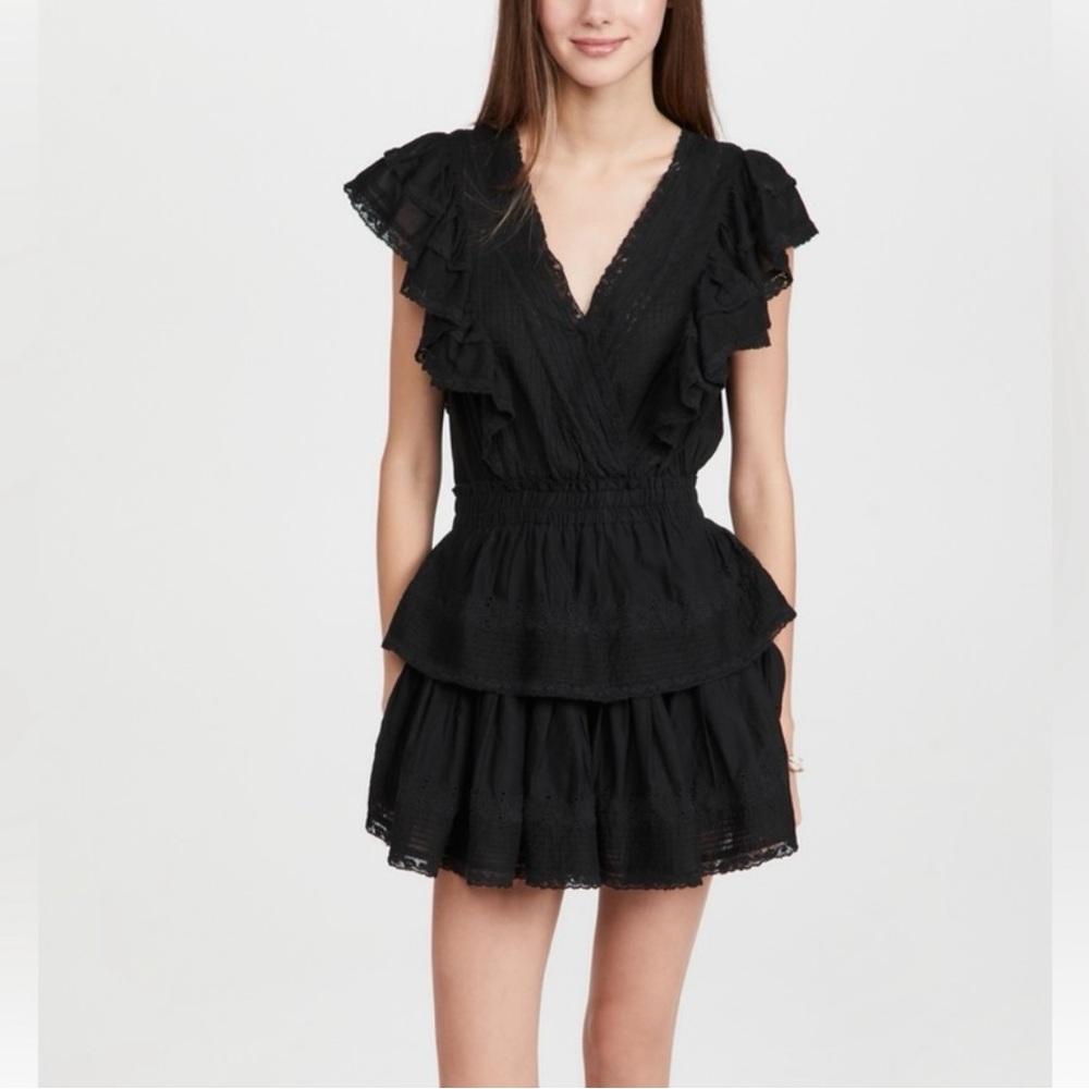 MAREA BY Ash & Eden Ruffle Cotton Eyelet Minidress